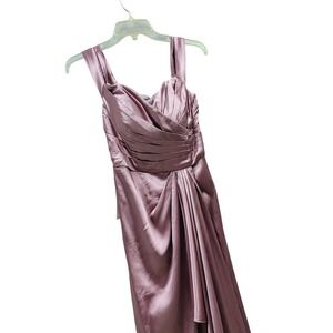 Mauve‎ Pink Satin Lace Up Back Formal Gown Ruched Sweetheart Prom Dress High-Low